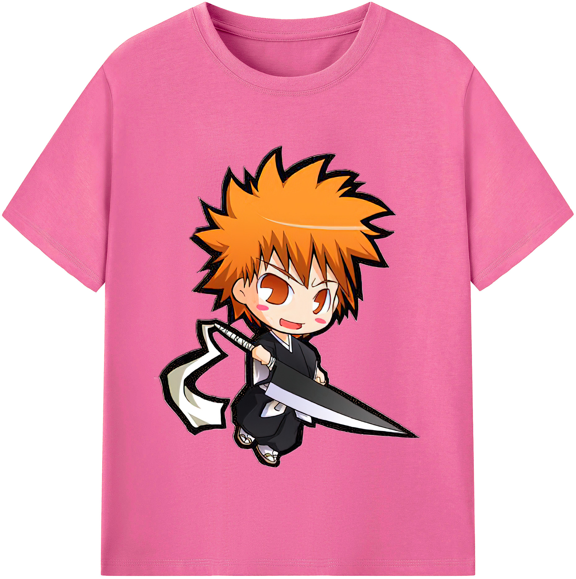 （画像用） ブリーチ 黒崎一護（くろさき いちご）BLEACH Kurosaki Ichigo レディースカジュアルプリントTシャツ（綿100％）